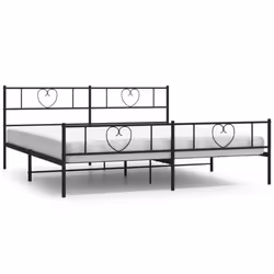 vidaXL Metal Bed Frame with Headboard Bed Base Bedstead Black 90x190 cm Single - black, 180 x 200 cm/with headboard & footboa ...