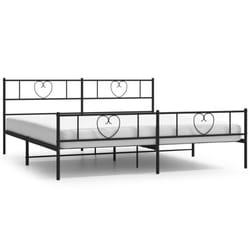 vidaXL Metal Bed Frame with Headboard Bed Base Bedstead Black 90x190 cm Single - black, 180 x 200 cm/with headboard & footboard