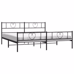 vidaXL Metal Bed Frame with Headboard Bed Base Bedstead Black 90x190 cm Single - black, 180 x 200 cm/with headboard & footboard