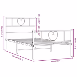 vidaXL Metal Bed Frame Bed Base with Headboard and Footboard White 80x200 cm - Additional view 8