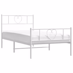 vidaXL Metal Bed Frame Bed Base with Headboard and Footboard White 90x200 cm - Additional view 2