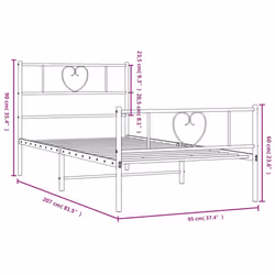 vidaXL Metal Bed Frame Bed Base with Headboard and Footboard White 90x200 cm - Additional view 3