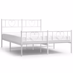 vidaXL Metal Bed Frame with Headboard Bed Base Bedstead Black 90x190 cm Single - white, 120 x 190 cm/with headboard & footboa ...