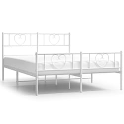 vidaXL Metal Bed Frame with Headboard Bed Base Bedstead Black 90x190 cm Single - white, 120 x 190 cm/with headboard & footboard