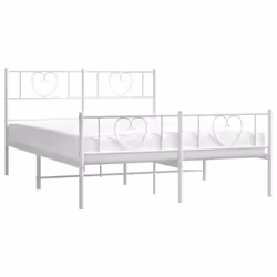 vidaXL Metal Bed Frame with Headboard Bed Base Bedstead Black 90x190 cm Single - white, 120 x 190 cm/with headboard & footboard