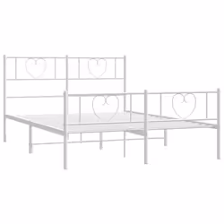 vidaXL Metal Bed Frame with Headboard Bed Base Bedstead Black 90x190 cm Single - white, 120 x 190 cm/with headboard & footboard - Additional view 4