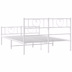 vidaXL Metal Bed Frame with Headboard Bed Base Bedstead Black 90x190 cm Single - white, 120 x 190 cm/with headboard & footboard - Additional view 6