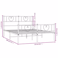 vidaXL Metal Bed Frame with Headboard Bed Base Bedstead Black 90x190 cm Single - white, 120 x 190 cm/with headboard & footboard - Additional view 8