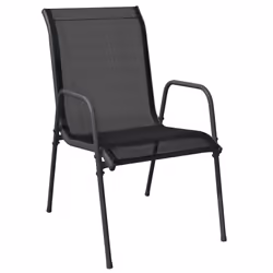 vidaXL Garden Dining Set Outdoor Dining Set Black Steel and Textilene - 190 cm table length/ 8 piece - Additional view 2