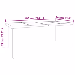 vidaXL Garden Dining Set Outdoor Dining Set Black Steel and Textilene - 190 cm table length/ 8 piece - Additional view 6