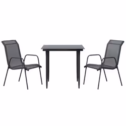 vidaXL Garden Dining Set Outdoor Dining Set 3 Piece Black Steel and Textilene - Additional view 3