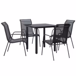 vidaXL Garden Dining Set Outdoor Dining Set 5 Piece Black Steel and Textilene - Additional view 2
