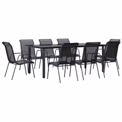 vidaXL Garden Dining Set Outdoor Dining Set 9 Piece Black Steel and Textilene - Additional view 3