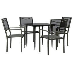 vidaXL Garden Dining Set Outdoor Dining Set 5 Piece Black Steel and Textilene