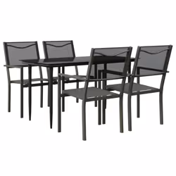 vidaXL Garden Dining Set Outdoor Dining Set 5 Piece Black Steel and Textilene