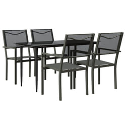 vidaXL Garden Dining Set Outdoor Dining Set 5 Piece Black Steel and Textilene