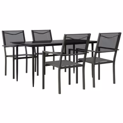 vidaXL Garden Dining Set Outdoor Dining Set 5 Piece Black Steel and Textilene