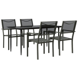 vidaXL Garden Dining Set Outdoor Dining Set 5 Piece Black Steel and Textilene