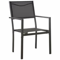 vidaXL Garden Dining Set Outdoor Dining Set 7 Piece Black Steel and Textilene