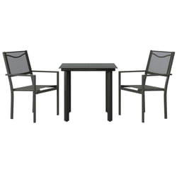 vidaXL Garden Dining Set Outdoor Dining Set 3 Piece Black Steel and Textilene