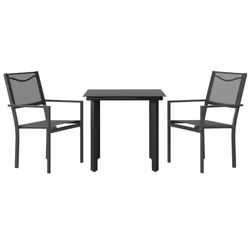 vidaXL Garden Dining Set Outdoor Dining Set 3 Piece Black Steel and Textilene