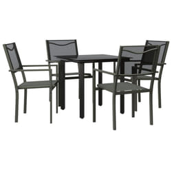 vidaXL Garden Dining Set Outdoor Dining Set 5 Piece Black Steel and Textilene