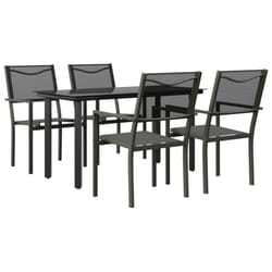 vidaXL Garden Dining Set Outdoor Dining Set 5 Piece Black Steel and Textilene