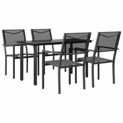 vidaXL Garden Dining Set Outdoor Dining Set 5 Piece Black Steel and Textilene