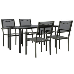 vidaXL Garden Dining Set Outdoor Dining Set 5 Piece Black Steel and Textilene