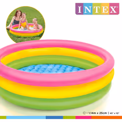 Intex Sunset Inflatable Pool Above Ground Pool with 3 Rings Paddling Pool