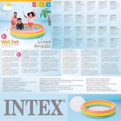 Intex Sunset Inflatable Pool Above Ground Pool with 3 Rings Paddling Pool