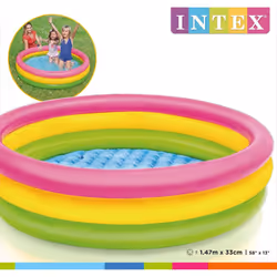 Intex Sunset Inflatable Pool Above Ground Pool with 3 Rings Paddling Pool