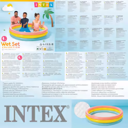 Intex Sunset Inflatable Pool Above Ground Pool with 3 Rings Paddling Pool