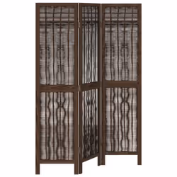 vidaXL Room Divider Panel Room Privacy Screen Dark Brown Solid Wood Paulownia - 40 x 160 cm/ 3 piece