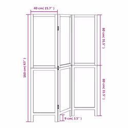 vidaXL Room Divider Panel Room Privacy Screen Dark Brown Solid Wood Paulownia - 40 x 160 cm/ 3 piece