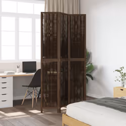 vidaXL Room Divider 3 Panels Privacy Screen Dark Brown Solid Wood Paulownia