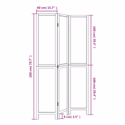 vidaXL Room Divider 3 Panels Privacy Screen Dark Brown Solid Wood Paulownia