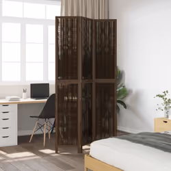 vidaXL Room Divider Panel Room Privacy Screen Dark Brown Solid Wood Paulownia - 40 x 220 cm/ 3 piece - Additional view 2