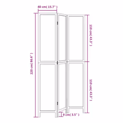 vidaXL Room Divider Panel Room Privacy Screen Dark Brown Solid Wood Paulownia - 40 x 220 cm/ 3 piece - Additional view 7