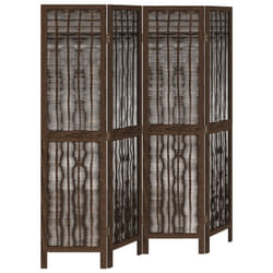 vidaXL Room Divider Panel Room Privacy Screen Dark Brown Solid Wood Paulownia - 40 x 160 cm/ 4 piece