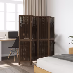 vidaXL Room Divider Panel Room Privacy Screen Dark Brown Solid Wood Paulownia - 40 x 160 cm/ 4 piece