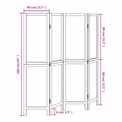 vidaXL Room Divider Panel Room Privacy Screen Dark Brown Solid Wood Paulownia - 40 x 160 cm/ 4 piece