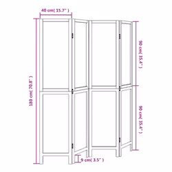 vidaXL Room Divider Panel Room Privacy Screen Dark Brown Solid Wood Paulownia - 40 x 180 cm/ 4 piece - Additional view 7