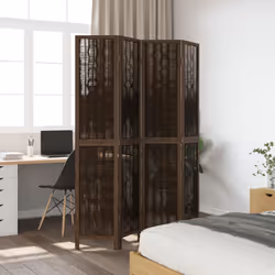 vidaXL Room Divider Panel Room Privacy Screen Dark Brown Solid Wood Paulownia - 40 x 200 cm/ 4 piece - Additional view 2