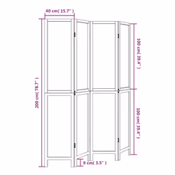 vidaXL Room Divider Panel Room Privacy Screen Dark Brown Solid Wood Paulownia - 40 x 200 cm/ 4 piece - Additional view 3