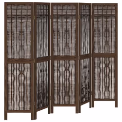 vidaXL Room Divider Panel Room Privacy Screen Dark Brown Solid Wood Paulownia - 40 x 160 cm/ 5 piece