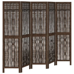 vidaXL Room Divider Panel Room Privacy Screen Dark Brown Solid Wood Paulownia - 40 x 160 cm/ 5 piece