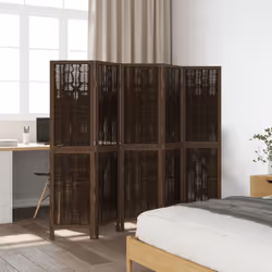 vidaXL Room Divider Panel Room Privacy Screen Dark Brown Solid Wood Paulownia - 40 x 160 cm/ 5 piece