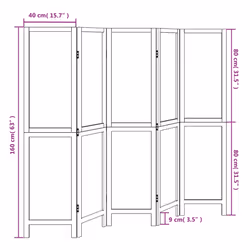 vidaXL Room Divider Panel Room Privacy Screen Dark Brown Solid Wood Paulownia - 40 x 160 cm/ 5 piece