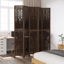 vidaXL Room Divider Panel Room Privacy Screen Dark Brown Solid Wood Paulownia - 40 x 220 cm/ 5 piece - Additional view 2
